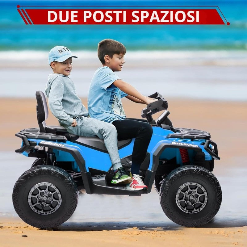 Can-Am Renegade 24V Quad Elettrico per Bambini a 2 Posti ATV con Ruote in Gomma 4 Motori Cinture di Sicurezza – Variante Blu