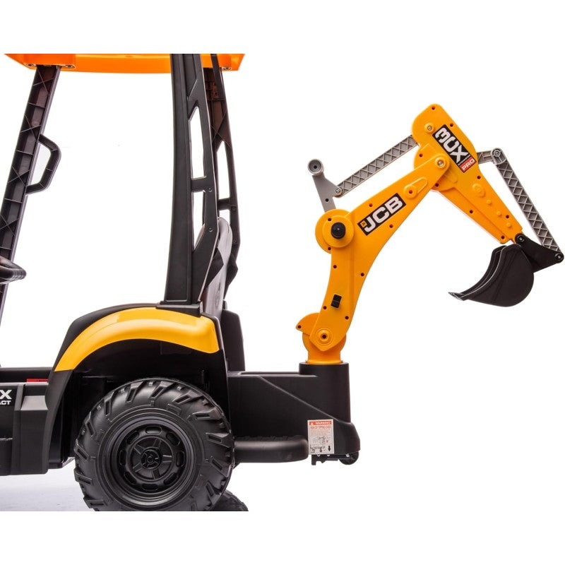 Trattore Cavalcabile Elettrico per Bambini JCB 24V Escavatore con Braccio Scavatore Bulldozer Retroescavatore 4 in 1