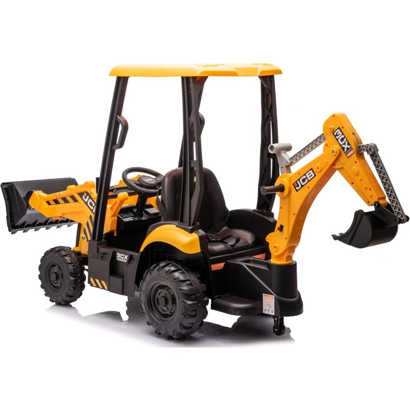 Trattore Cavalcabile Elettrico per Bambini JCB 24V Escavatore con Braccio Scavatore Bulldozer Retroescavatore 4 in 1