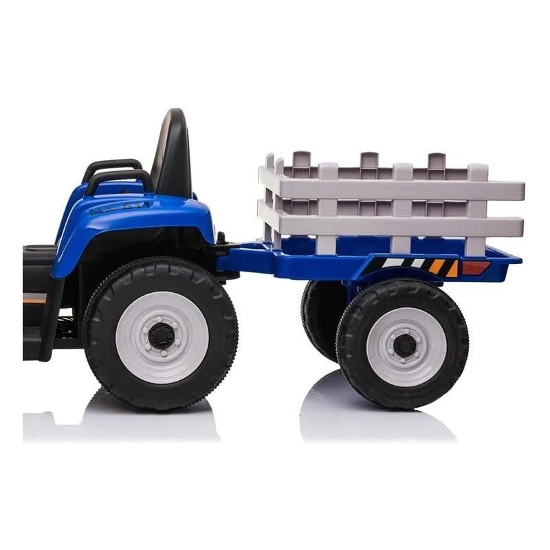 Trattore Elettrico 12V per Bambini Cavalcabile con Pala Meccanica Ruspa Scavatrice e Rimorchio – Variante Blu