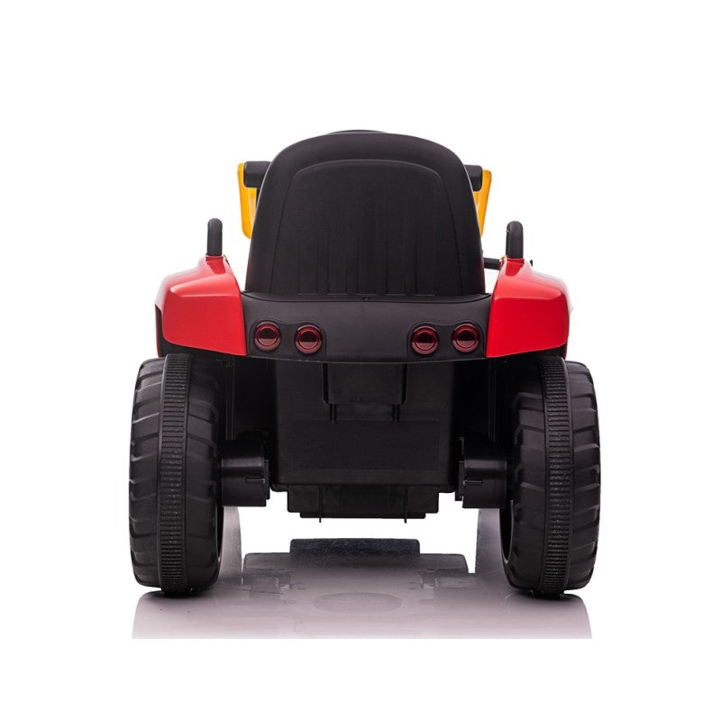 Trattore Elettrico 12V per Bambini Cavalcabile con Pala Meccanica Ruspa Scavatrice e Rimorchio – Variante Rosso