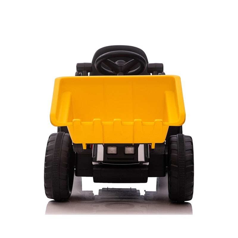 Trattore Elettrico 12V per Bambini Cavalcabile con Pala Meccanica Ruspa Scavatrice e Rimorchio – Variante Rosso