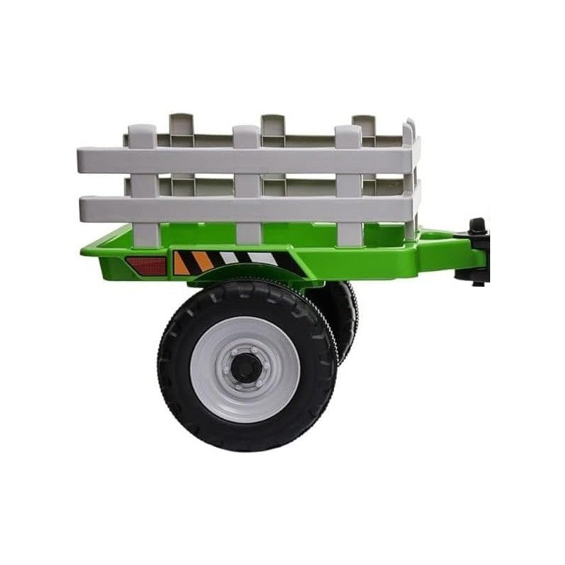 Trattore Elettrico 12V per Bambini Cavalcabile con Pala Meccanica Ruspa Scavatrice e Rimorchio – Variante Verde
