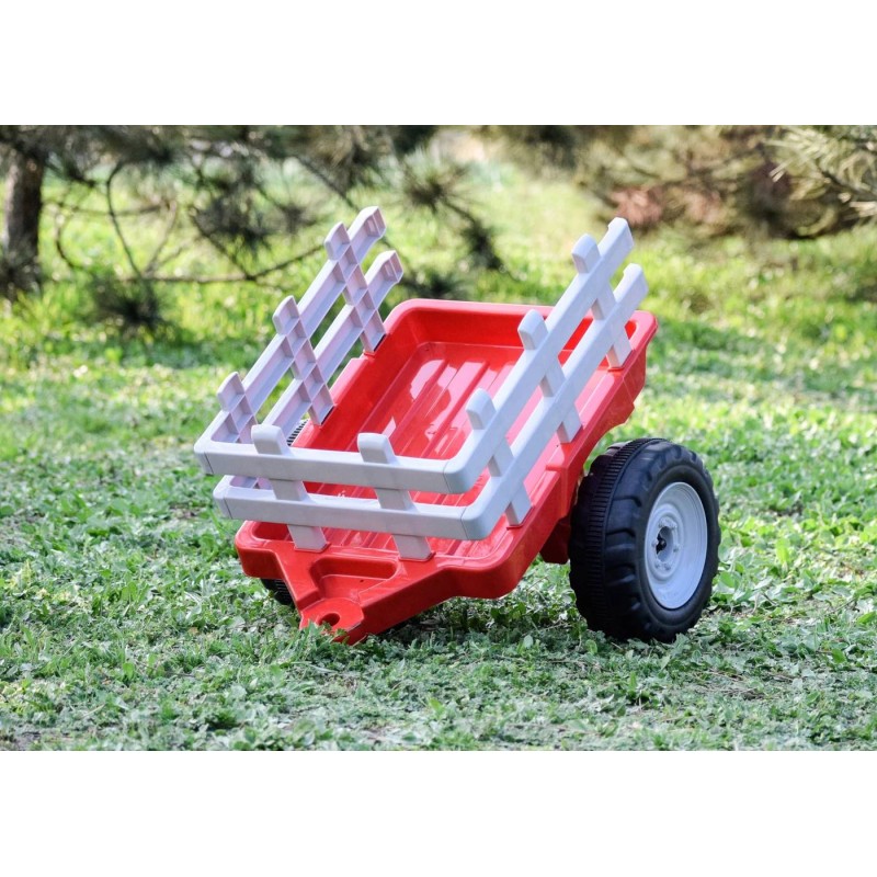 Trattore Elettrico 12V per Bambini Cavalcabile con Pala Meccanica Ruspa Scavatrice e Rimorchio – Variante Rosso