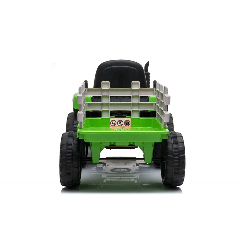 Trattore Elettrico 12V per Bambini Cavalcabile con Rimorchio Telecomando – Variante Verde