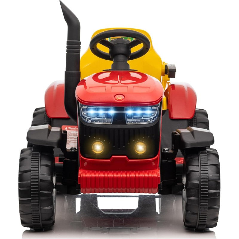 Trattore Elettrico per Bambini 12V con Rimorchio - Maxi Trattore Cavalcabile con ruote in gomma – Variante Rosso