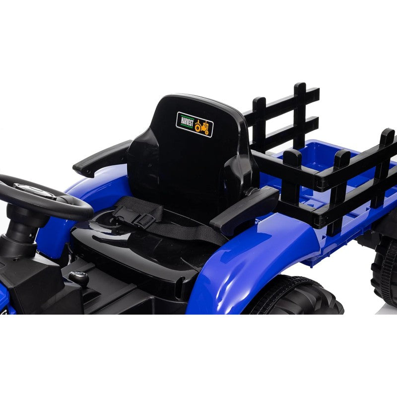 Trattore Elettrico per Bambini 12V con Rimorchio - Maxi Trattore Cavalcabile con ruote in gomma – Variante Blu
