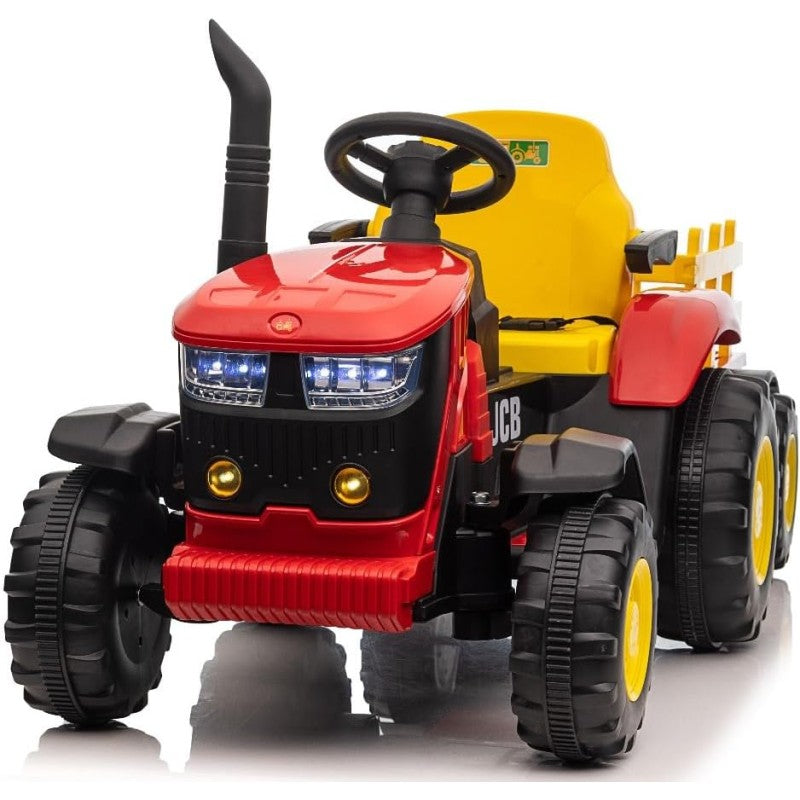 Trattore Elettrico per Bambini 12V con Rimorchio - Maxi Trattore Cavalcabile con ruote in gomma – Variante Rosso