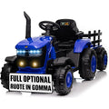 Trattore Elettrico per Bambini 12V con Rimorchio - Maxi Trattore Cavalcabile con ruote in gomma – Variante Blu