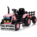 Trattore Elettrico per Bambini 12V con Rimorchio - Maxi Trattore Cavalcabile con ruote in gomma – Variante Rosa