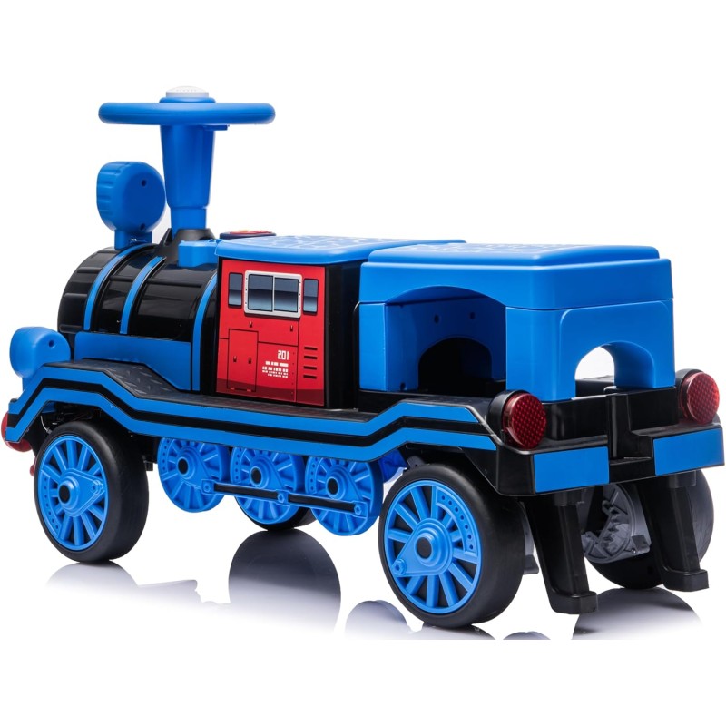 Trenino Elettrico 12V per Bambini 2 Posti Treno con Vagone Posteriore Extra USB Luci LED 2 Velocità Sistema Antiribaltamento – Variante Blu
